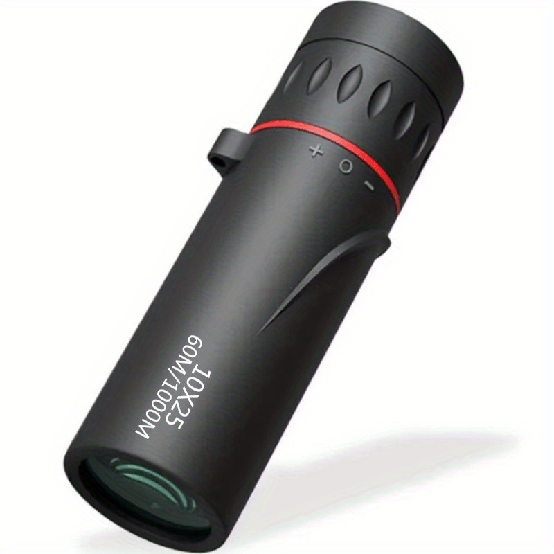 Telescopio Monocular Compacto de Alta Potencia - 10X25 Aumento y Lente Objetivo, Telescopio Ligero de Bolsillo con Agarre Antideslizante para Observación de Aves, Caza, Astronomía, Deportes, Viajes - Construcción Duradera en Goma (), Óptica Portátil, Diseño Texturizado