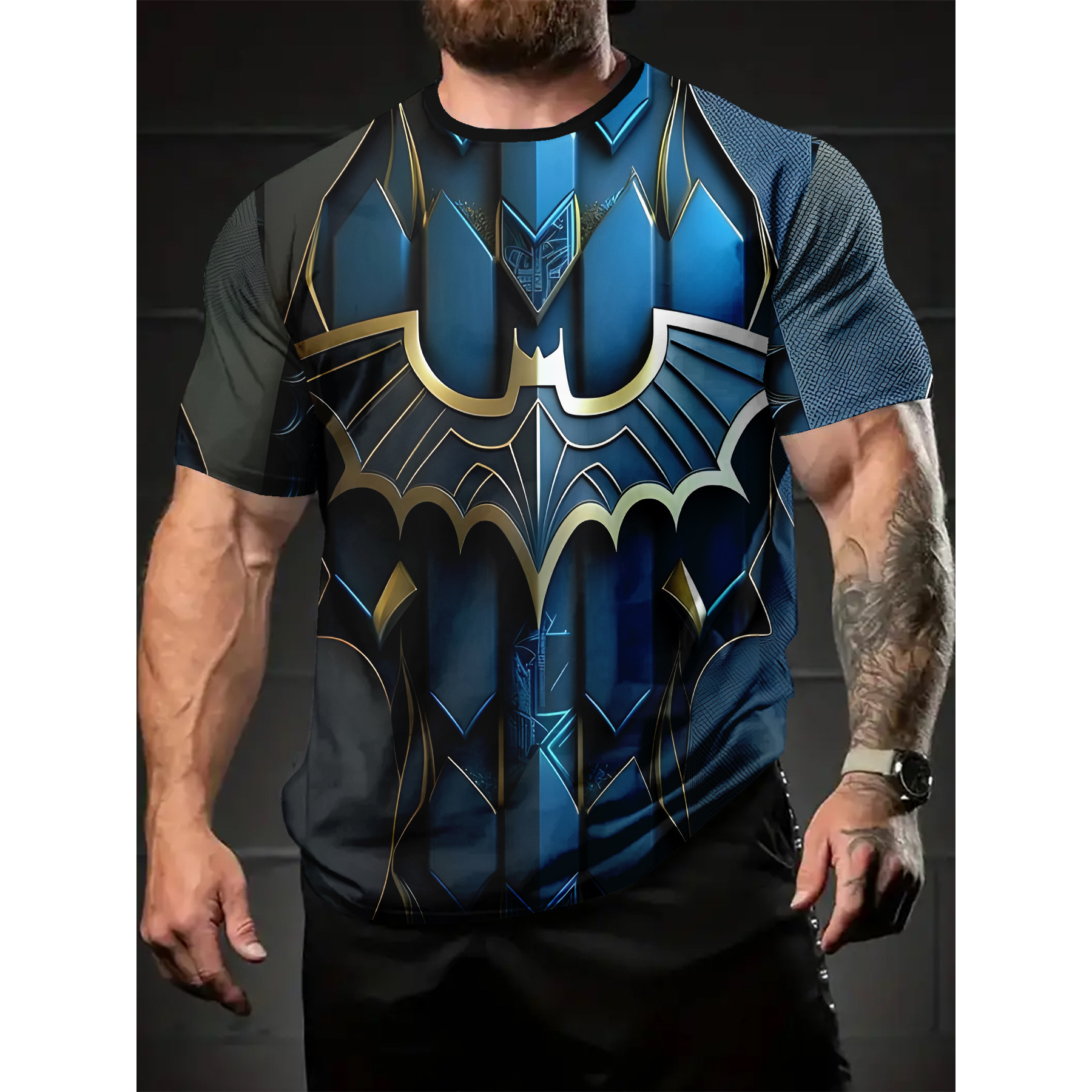 

1pc Men's Summer Casual Round Neck Short Sleeve T-shirt, 3d Streetwear, Polyester Knit Fabric, Regular Fit, Breathable & Stretchy For Adult Fashion Top