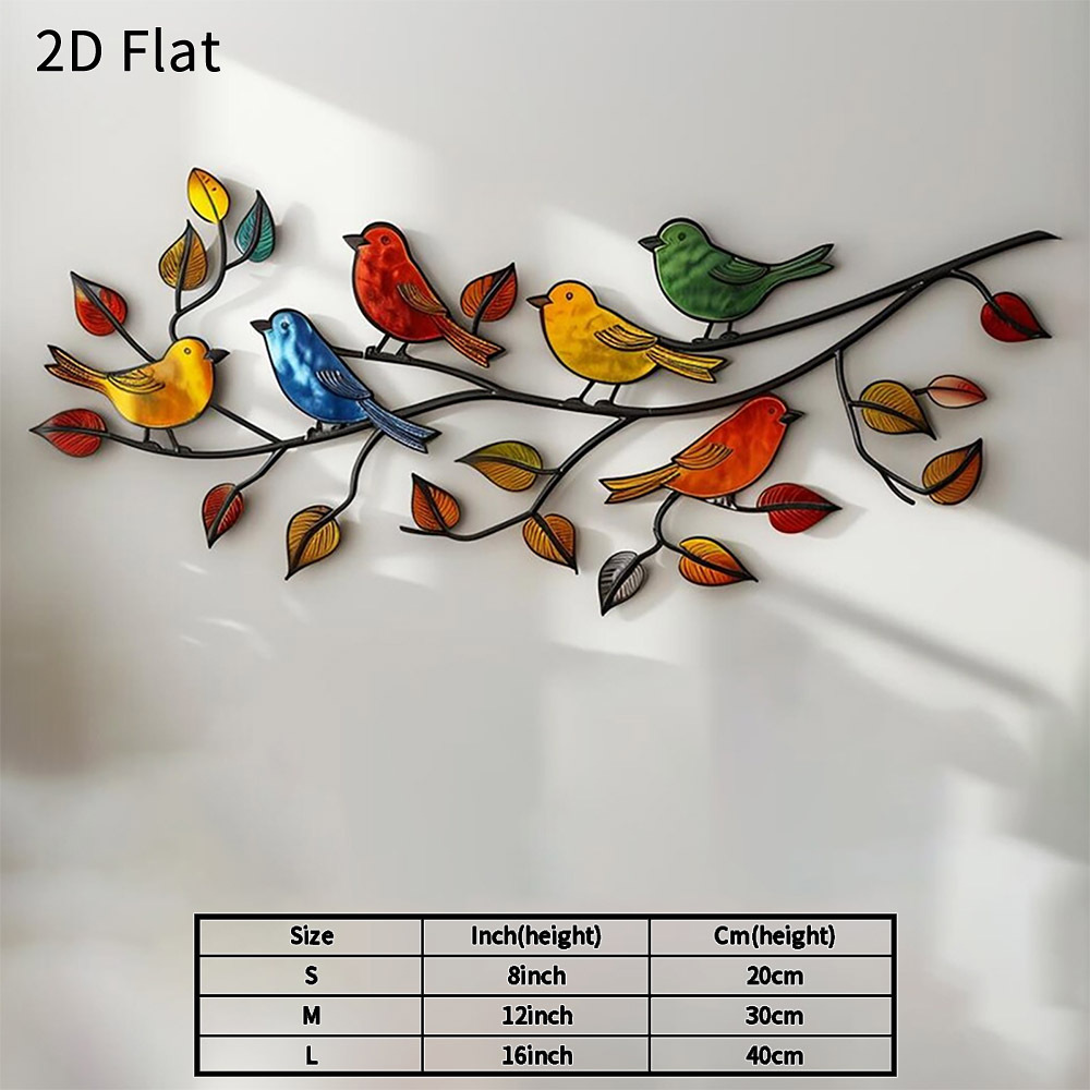 TEMU 2d Flat - 1pc 2d Flat On Branch Metal Wall Metal Decor Durable Indoor Outdoor Hanging Plaque For Living Room Garden Patio Housewarming Gift