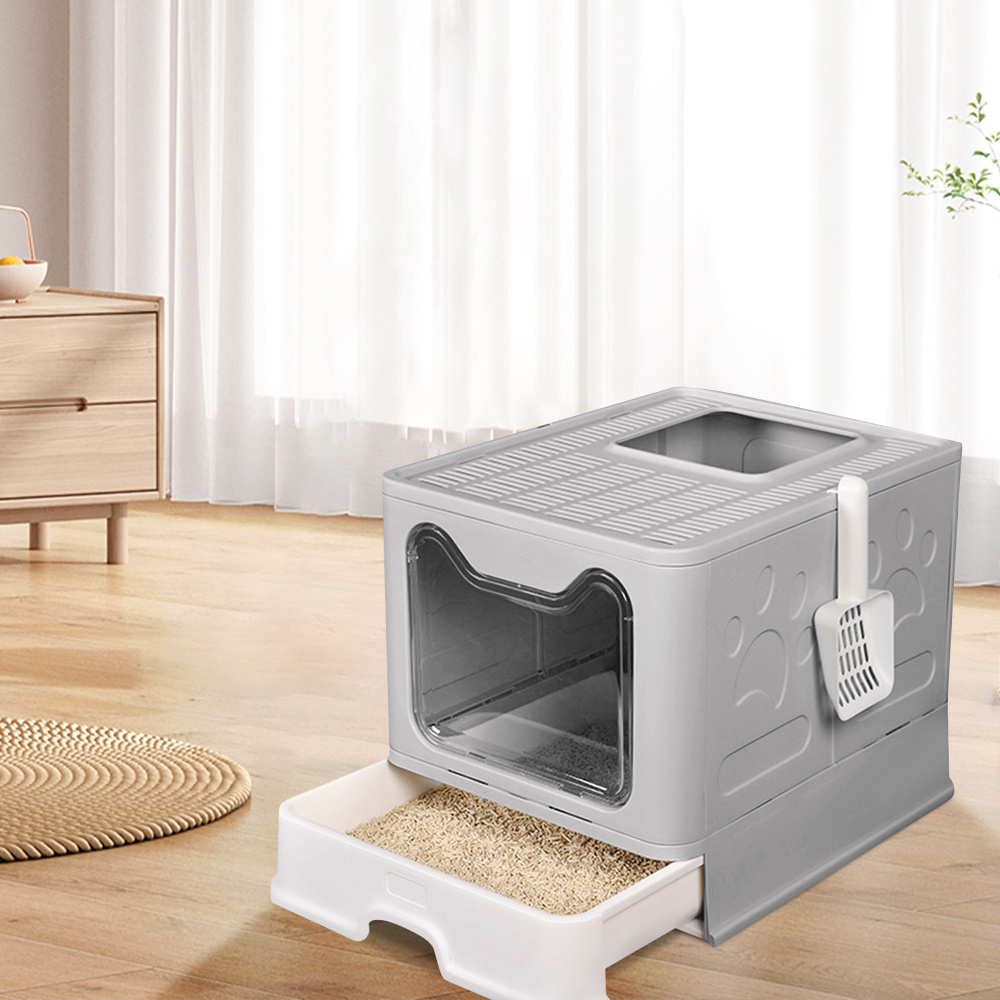 Large Litter Box With Scoop Included, Spacious And Well-ventilated, Dimensions: 51 X 41 X 38 Cm