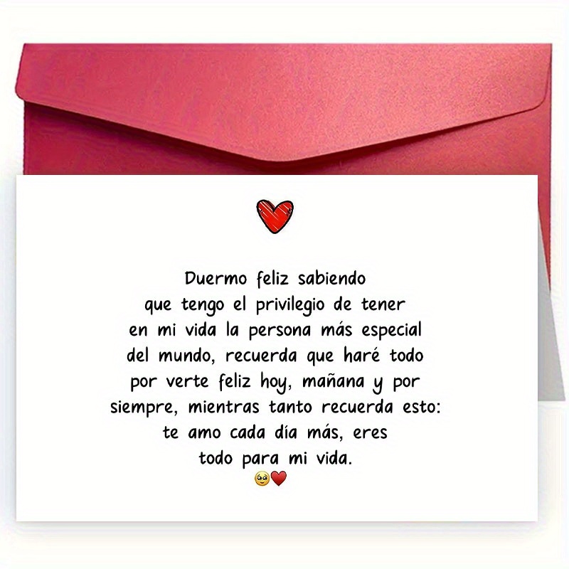 TEMU Tarjeta de de Aniversario | Mensaje de Amor en Español con Diseño de | Sobre | Versátil para , Aniversarios, Día de San Valentín | Interior para