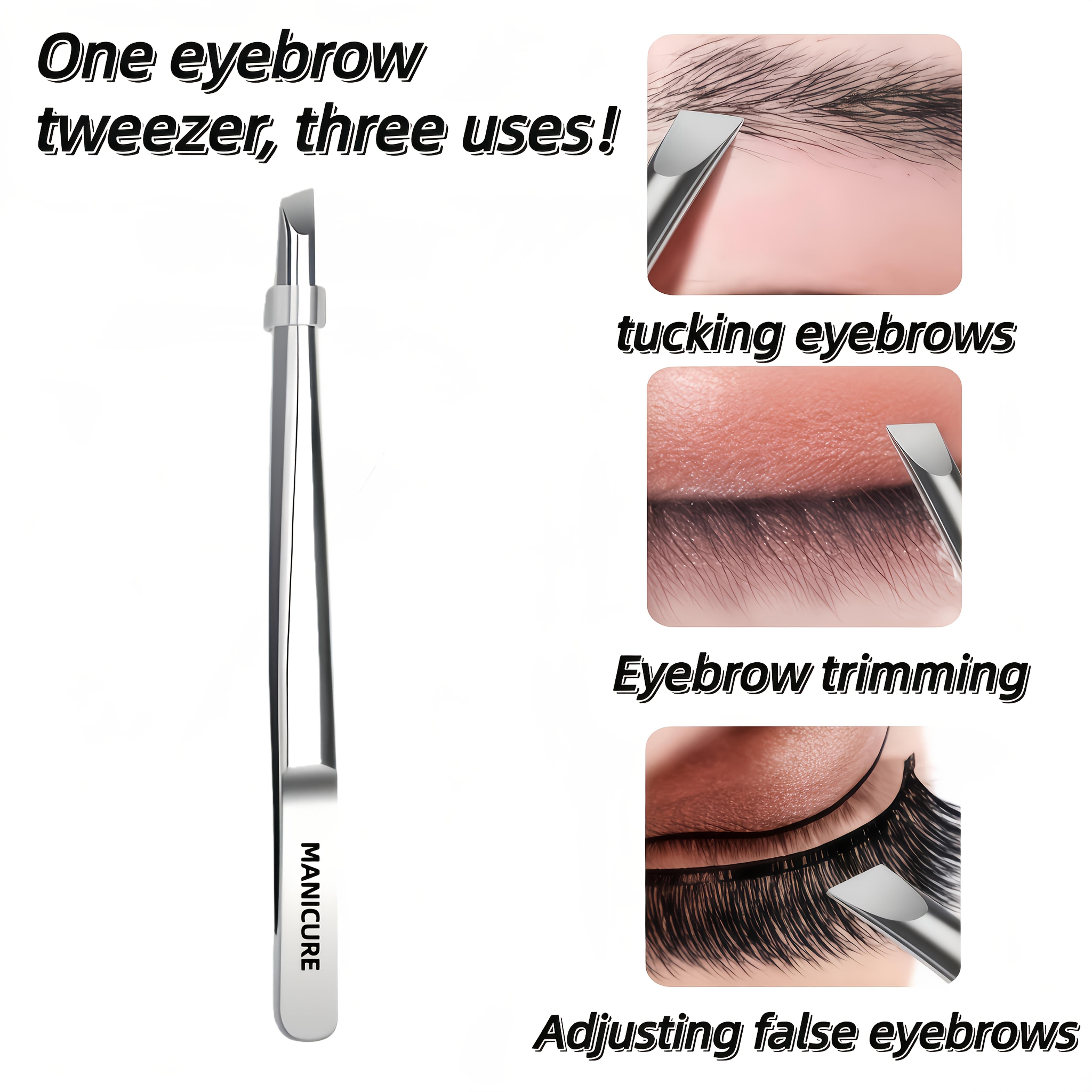 High-quality Stainless Steel Eyebrow Tweezers Hair Removal Pliers Tweezers Special For Beard Removal Slanted Eyebrow Tweezers Hair Removal Clip Beard Clip Facial Care Tool