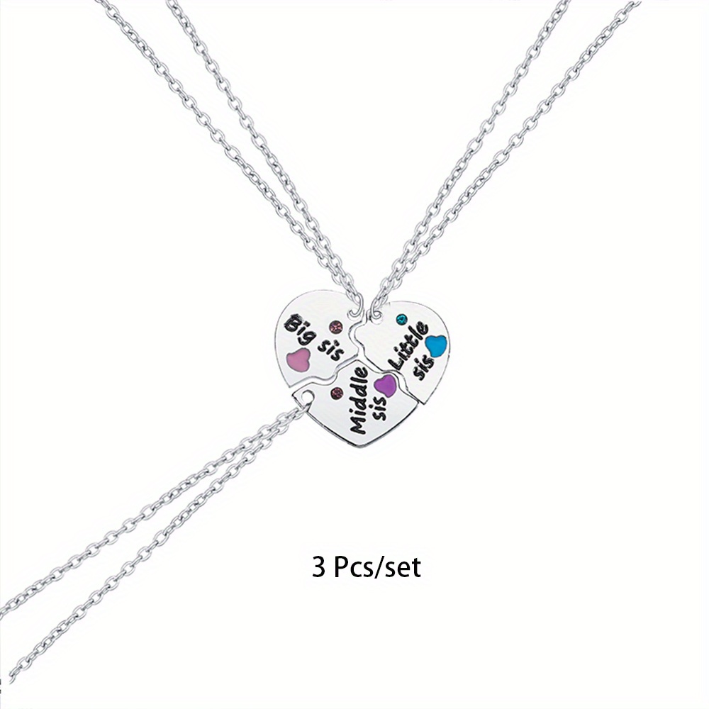 TEMU Set di 3 pezzi Collana con Pendente Grande Sorella, Media Sorella e Sorella per Donne - Migliori Geometria Regolabile Gioielli da Festa