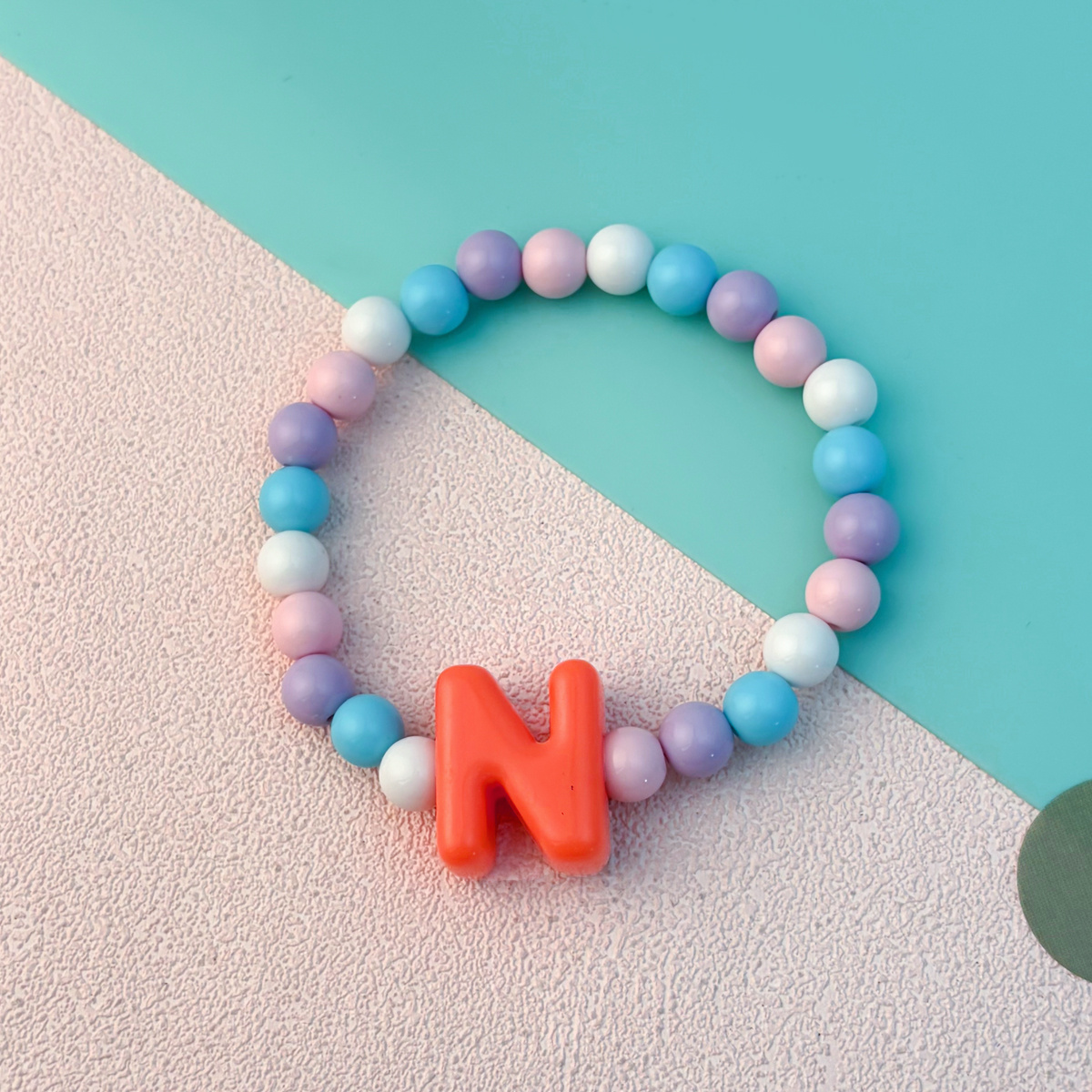 Playful Cartoon Macaron Multicolor Letter Elastic Bracelet