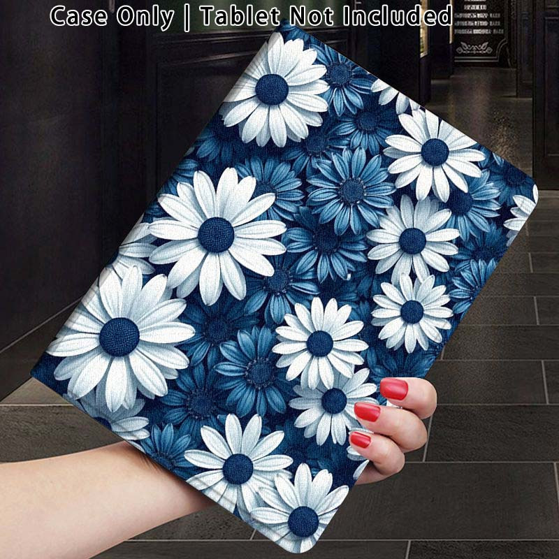TEMU Tablet Case Blue White Daisy Pattern Cover For Suitable For Ipad Pro Mini Air A16 7 6 5 4 3 5 9....5 12.9 5th 7th 8th 9th 10th 11th Gen 2022 11