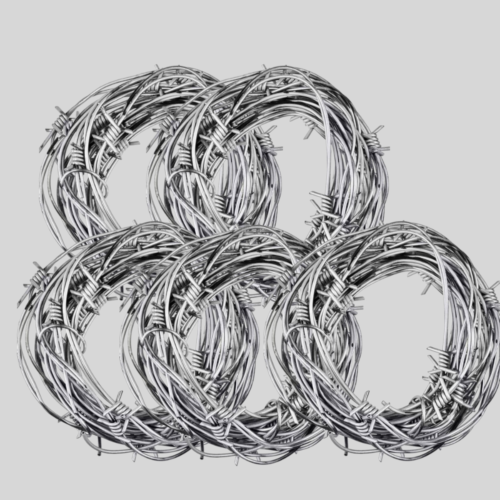 TEMU 49ft Silvery Rust Barbed Wire Mesh Decoration 5pcs Set Halloween Plastic Barbed Net Garden Decor Props Western Style Decoration Rustic Western