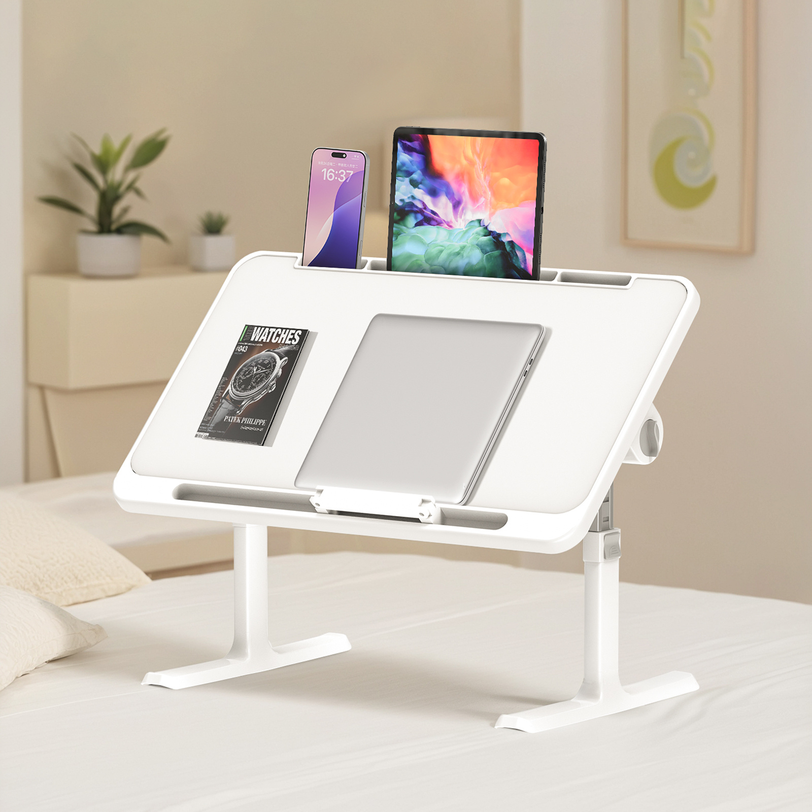 TEMU Laptop Desk For Bed, Folding Table, Height-adjustable Bed Table, With 4 Adjustable , Foldable Lap Desk, For Sofa, Couch, Floor Work, Studying,