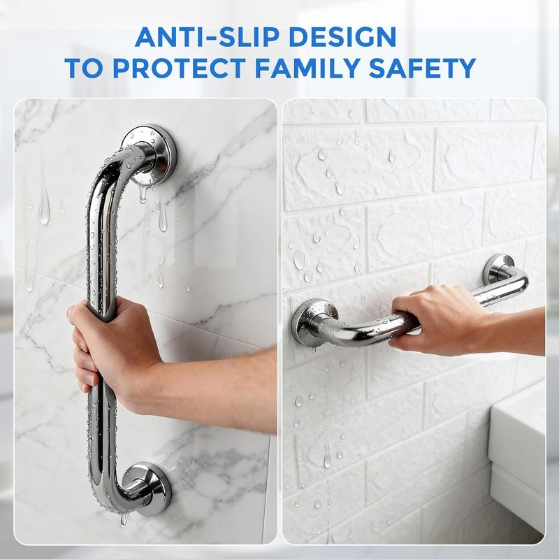 TEMU Lot de 2 barres d' de douche en acier inoxydable de 60 cm, rampe de sécurité murale pour salle de bain, poignée de bain robuste pour baignoires