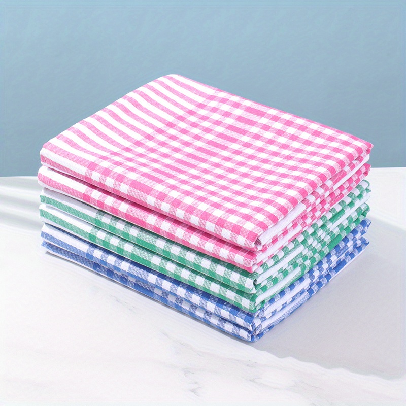 Image of 6-pack Large 45cm X 63cm Plaid Napkins, Scouring Pads, Kitchen Dish Towels, Reusable Scouring Pads, Suitable For Coffee Machines, Bars, Kitchens, And Rooms, Can Be Used As Gift Towels, Random Color