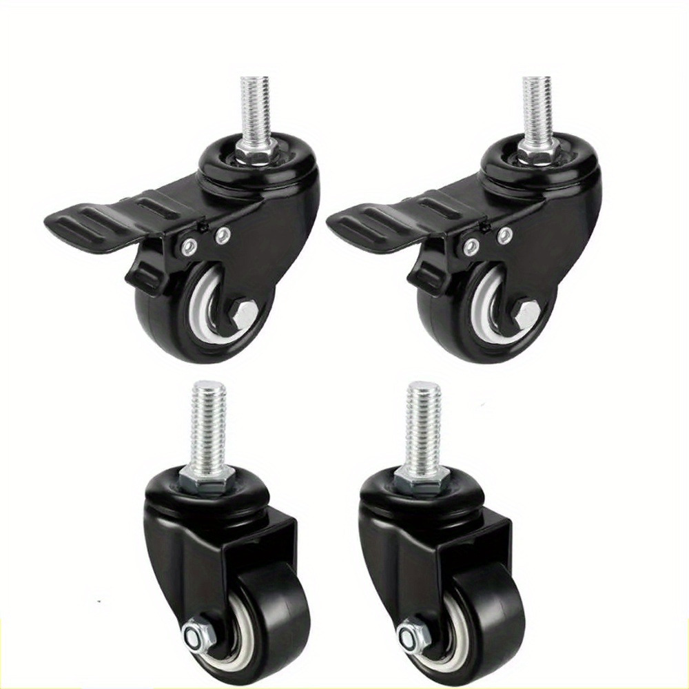 Image of Strong Load Capacity Swivel Casters, High Quality 4pcs 3.81 Cm Double Bearing Universal Casters, 360° Flexible Swivel Wheels For Furniture With/without Brake