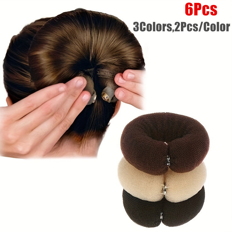 TEMU 6pcs/ Set Of Elegant Invisible Fluffy Headbands, Hair Bun Maker, Suitable For Party And Holiday Hairstyle Design, Casual Wear, Christmas, New Year, Valentine's Day Gifts