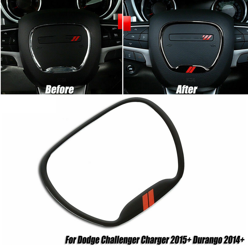 

1pc Abs Resin Steering Wheel Frame Trim Cover, Car Steering Wheel Cap Decor, Compatible With 2015+ For Dodge Challenger Charger, Durango, For Jeep Models