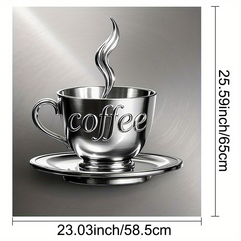 E-shop 2D Flach, 1 Stück Vertikaler PVC Magnetischer Geschirrspüler Türabdeckungsaufkleber, 2D Metallisches Silbernes Kaffeetassenmuster Magnetischer