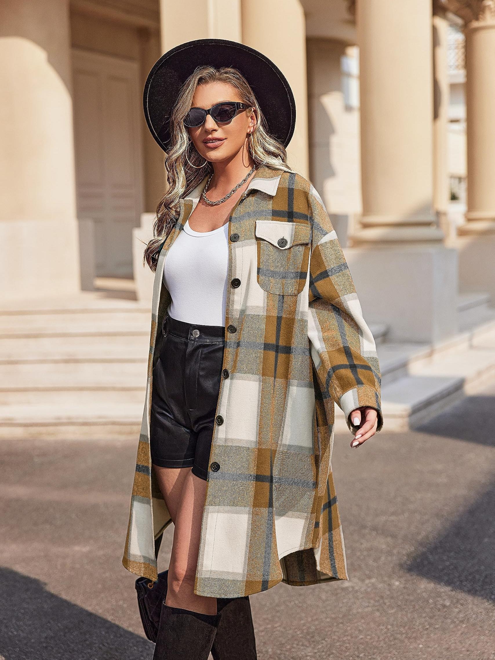 Chaqueta Sobre Camisas Largas Mujer Chaqueta A Cuadros Para Mujer