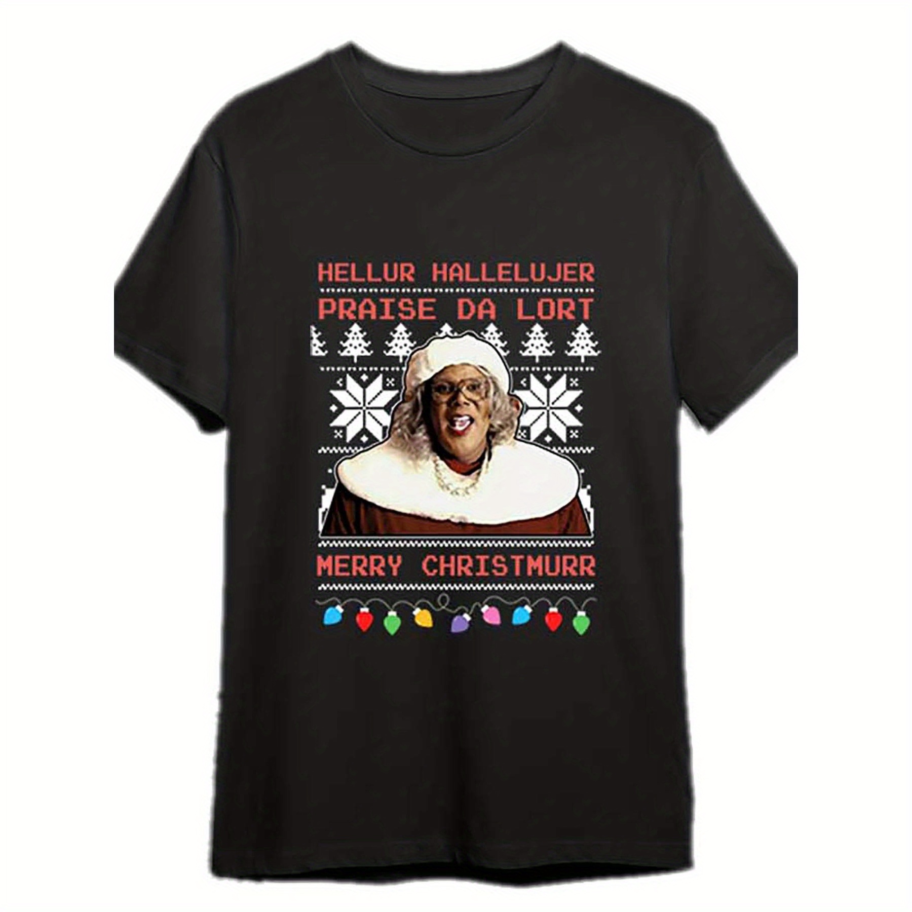 

1pc "hellur Hallelujer" Christmas T-, Tee Pattern, Round , Regular Adults, , - Christmas Top