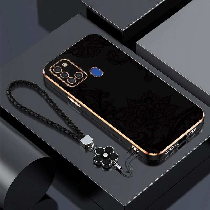 TEMU Phone Case - A21s Black Flower Comfortable Feel Case For Galaxy A21s With Popular Features Suitable For Casual