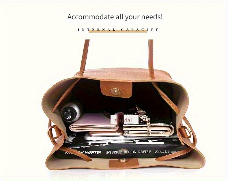 4pcs womens fashion crossbody bag set including handbag wallet card holder and bucket bag elegant shoulder backpack versatile tote with large capacity design ideal for travel work and casual use details 2