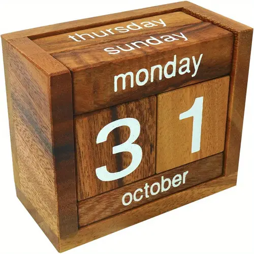 wooden desk calendar perpetual monthly planner with large elegant for home office kitchen decor birthday holiday gift for dad mom family new year christmas desk calendar for office natural wood minimalist decor wood work from home