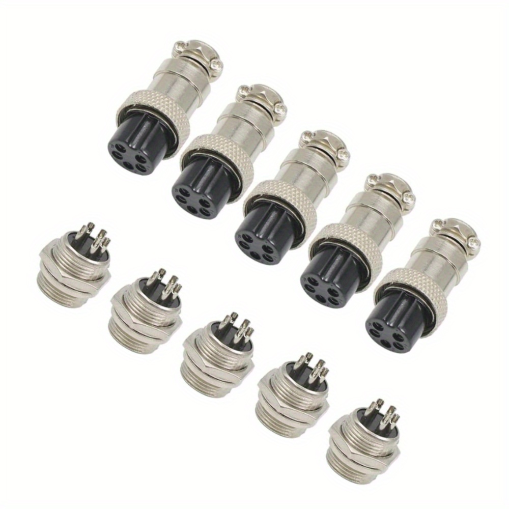 5 juegos de 16mm 5 pines conector de cable de aviación hembra/ - conectores de de metal gx16, contactos de cobre duraderos para cableado automotriz e industrial, compatible con terminales de 16mm, accesorios de cableado, construcción detalles 0