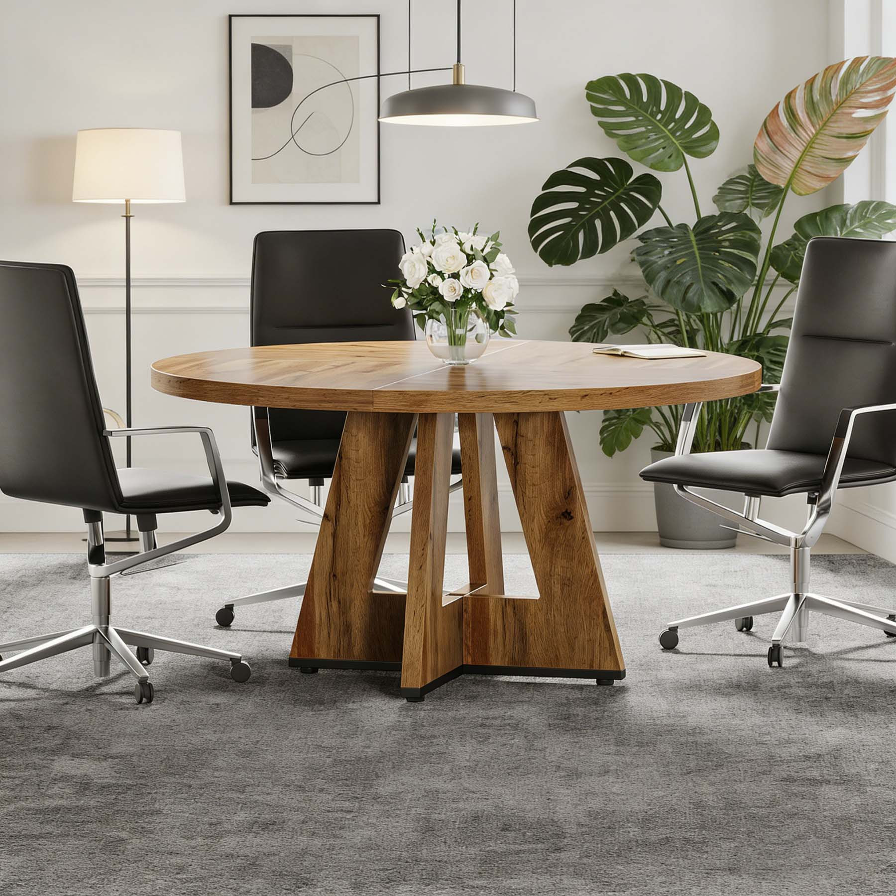 Large Kitchen Table, 47 Inch Round Dining Table For 4-6 People, Farmhouse Dining Room Table, Dinner Tables For Dining Room, Living Room