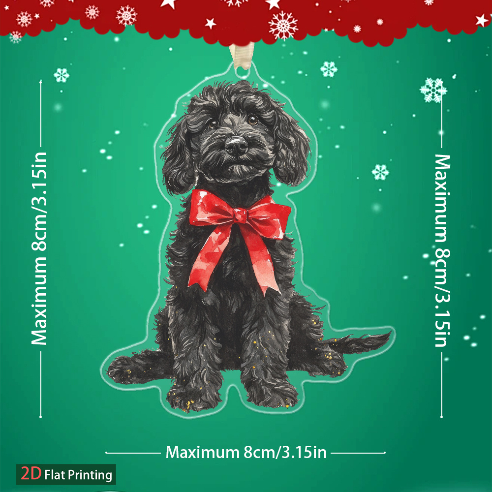 TEMU 2d Flat Design, A Cute With A Red Bow As An Acrylic Ornament - Suitable For Christmas Trees, Windows, And , A Flat 2d A Gift For Pet Lovers, A