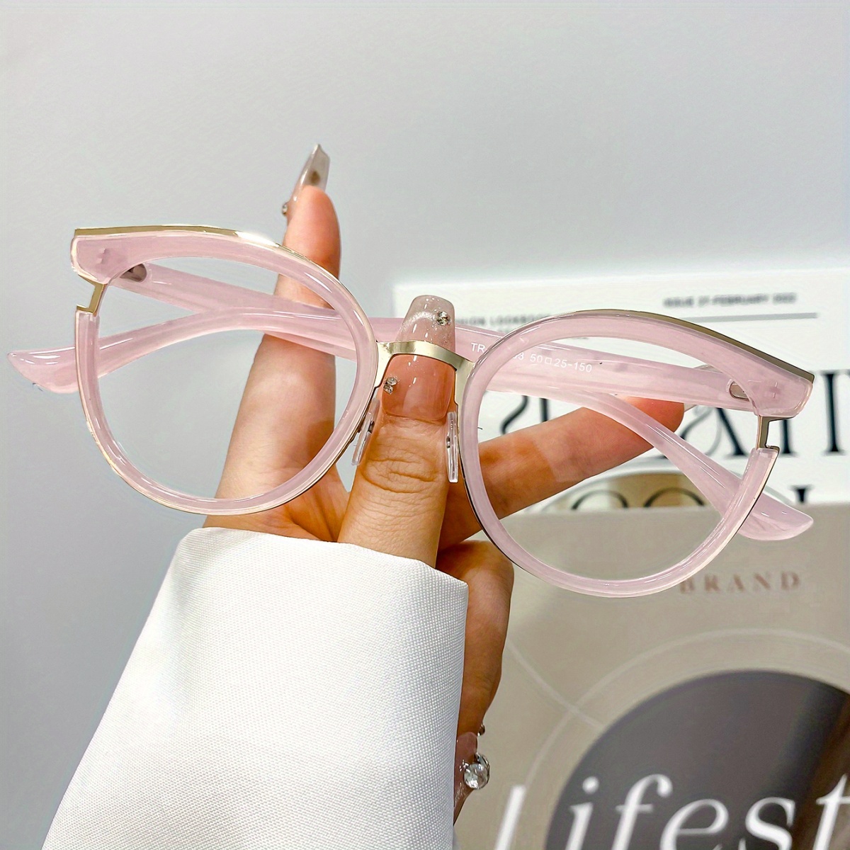 Image of Men's And Women's Fashion Round Glasses, Color Block Tr90 Frame, Vintage Casual Decorative Eyewear