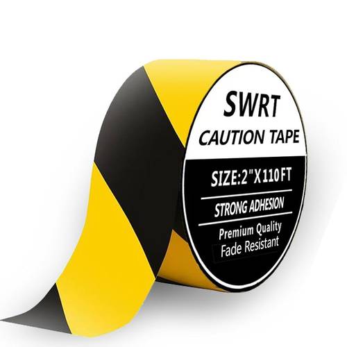 elementbilde 2 tommer x 110ft svart og gul varsletape varsling sikkerhetstape for gulvmarking, sterkt lim varsletape rull ideell for vegger, gulv, rør og utstyr