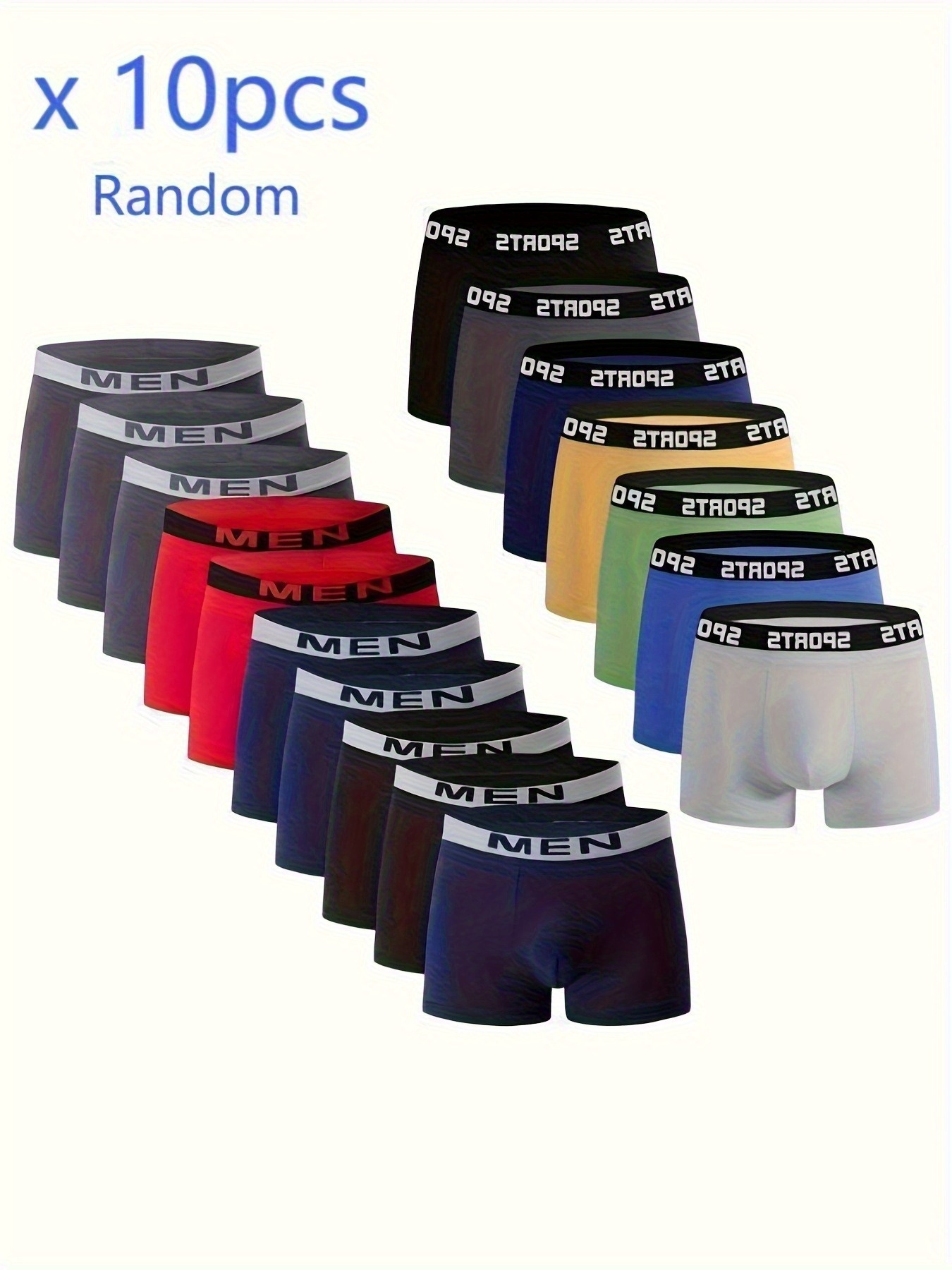 Random 10pcs - Men's Slim Fit Underwear with Flat Corner Design, Breathable Quick Drying Underwear, High Elasticity. Very Suitable for Spring Sports, Daily Wear, And Fitness Activities Such As Boxing