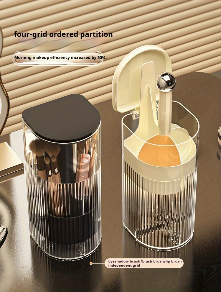 1pc makeup brush storage tube push to dust high end dressing table eyebrow   brush rack automatic lifting brush bucket Product details 9