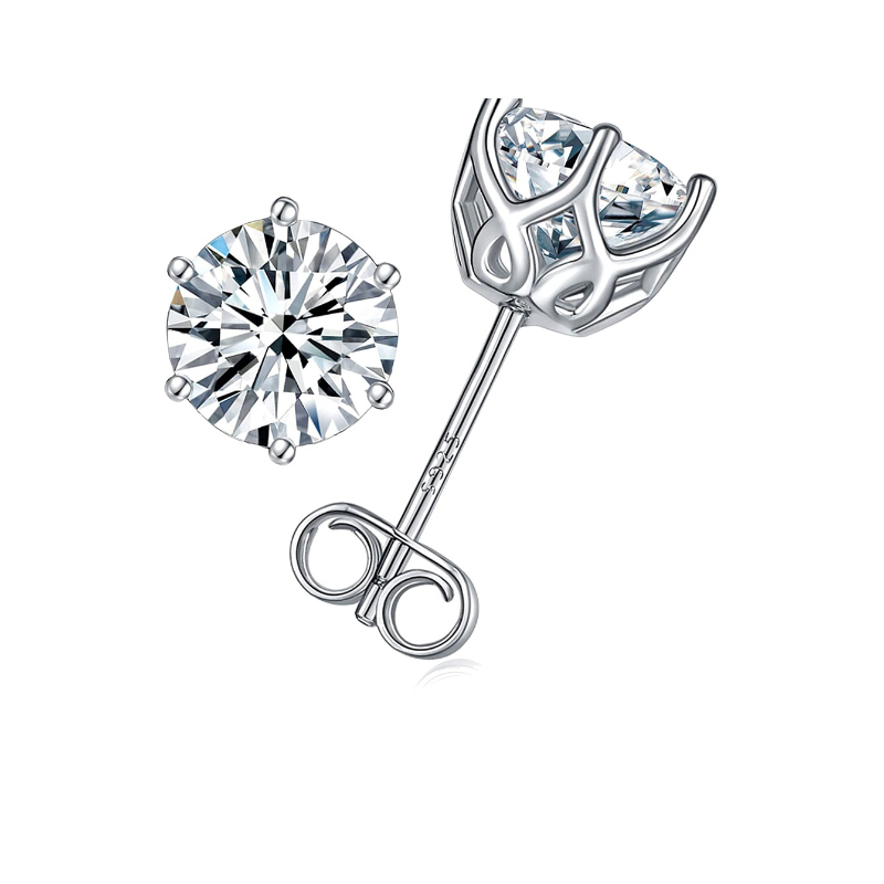 Image of 925 Silver Moissanite Earrings For Men And Women, Perfect For Couples, Sisters, Hip-hop, Rock Style, Ideal Gifts For Weddings, Birthdays, Anniversaries, And New Year.