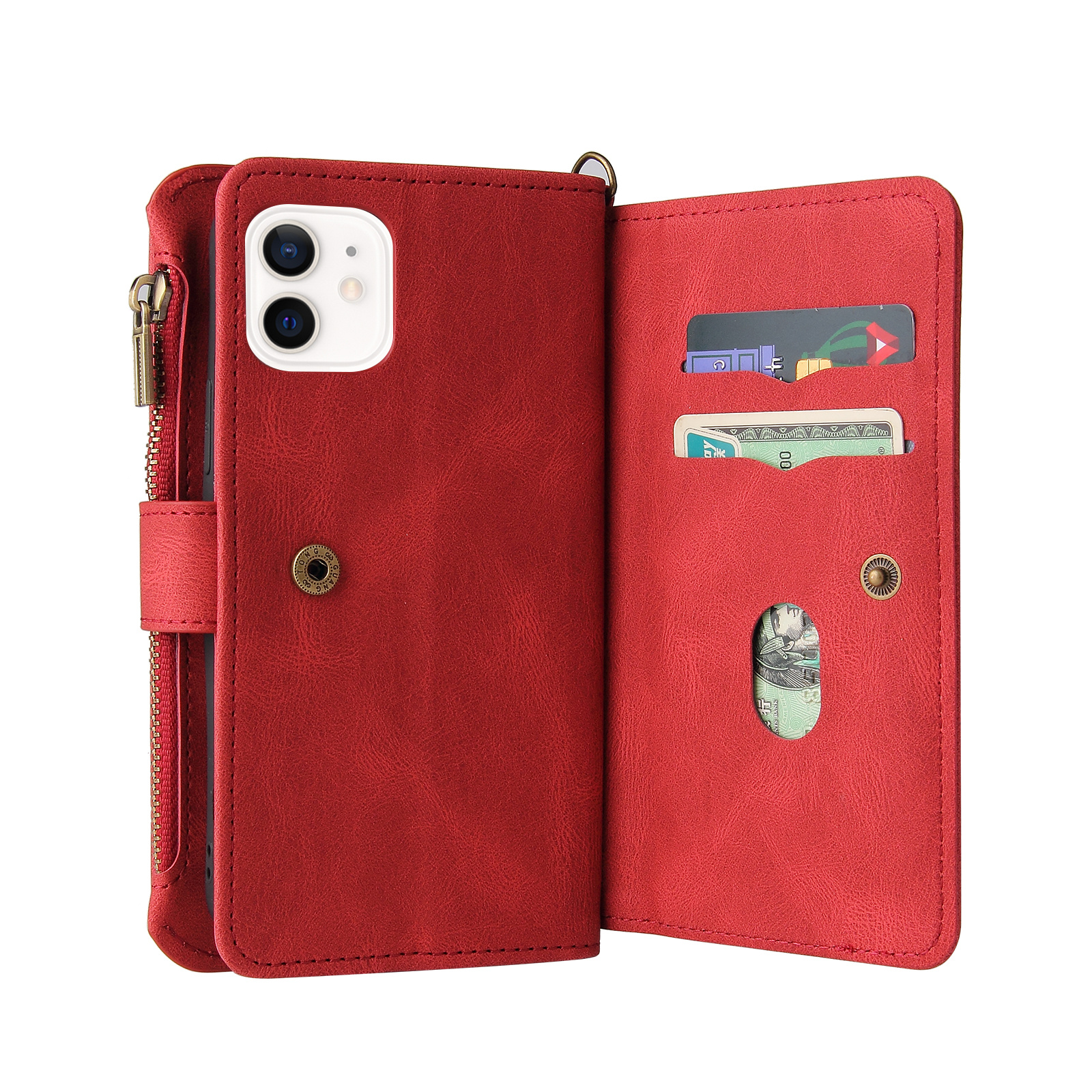 TEMU Phone Case: Unisex Solid-color Wallet-style Phone Case With Magnetic Flip Cover, Zippered Card Holder, Compatible With Iphone 17 Air, 16e, 16,