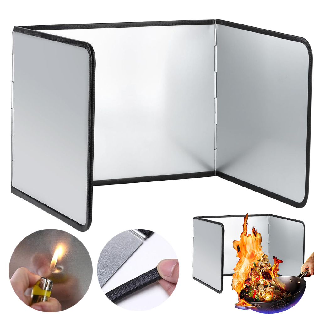 3-sided Oil-proof Resistant Thermal Insulation Splash Guard For Kitchen, , Foldable And In Cabinets Or Drawers, Suitable For Dishwashing, Vegetable Chopping, And Cooking, Enhancing Kitchen