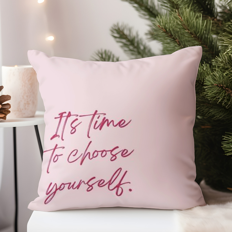 TEMU 1pc Pink Self-motivation Pillowcase, Short Plush Pattern, Machine Washable With Zipper Decoration, Home Decor