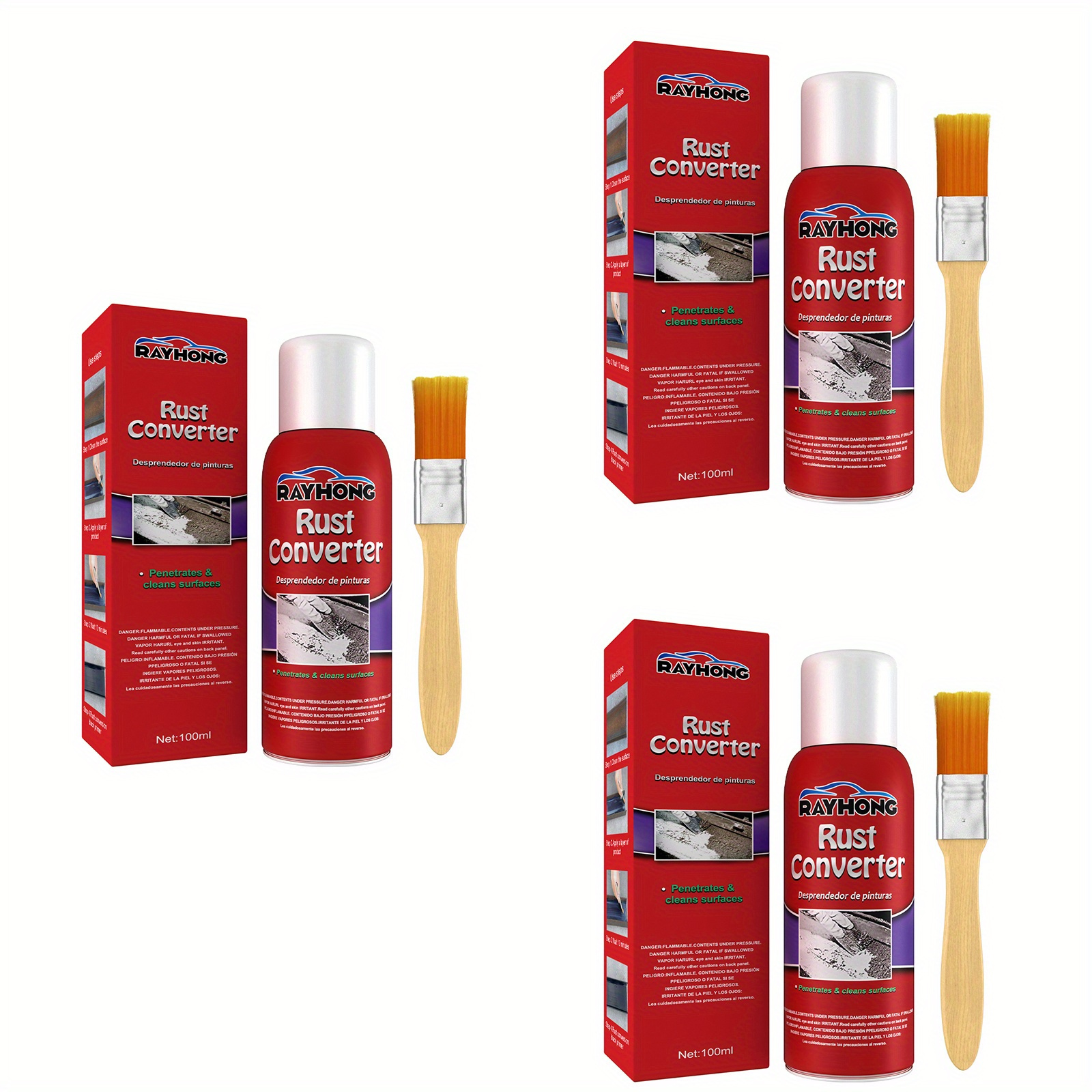 TEMU 3pcs Rust Prevention Conversion Agent, Protective Agent, Ideal For Car Chassis And Corroded Metal Components