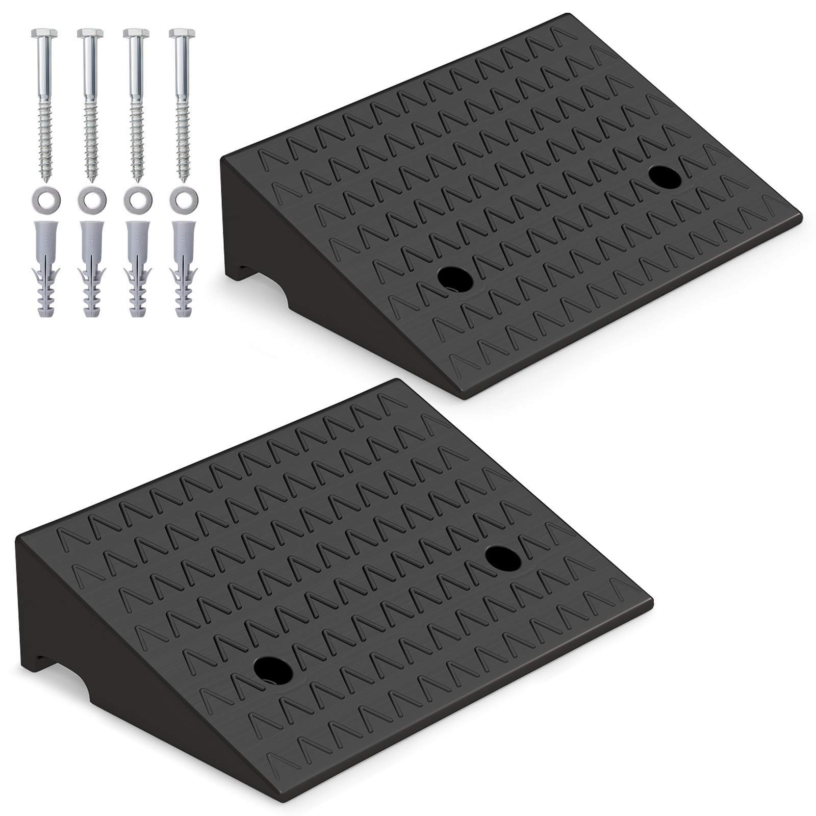 TEMU Lifezeal 2pcs Anti-slip Ramp Rubber Driveway Threshold Curb Ramp Black