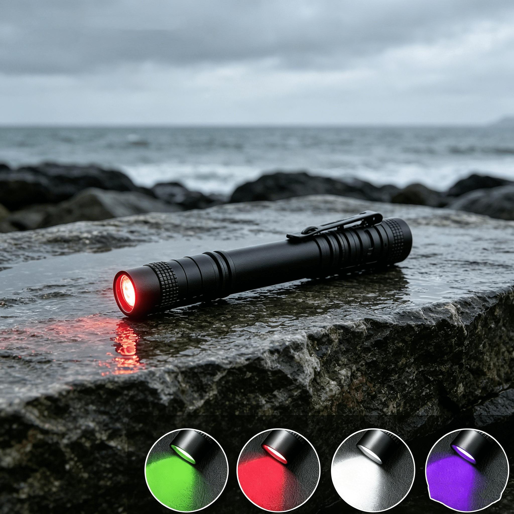 TEMU 1pc Aluminum Alloy Flashlight, Mini Pen-style Flashlight With Clip, Ip55 Protection Rating, Optional White/green/red/black Light, 395 Nm Uv