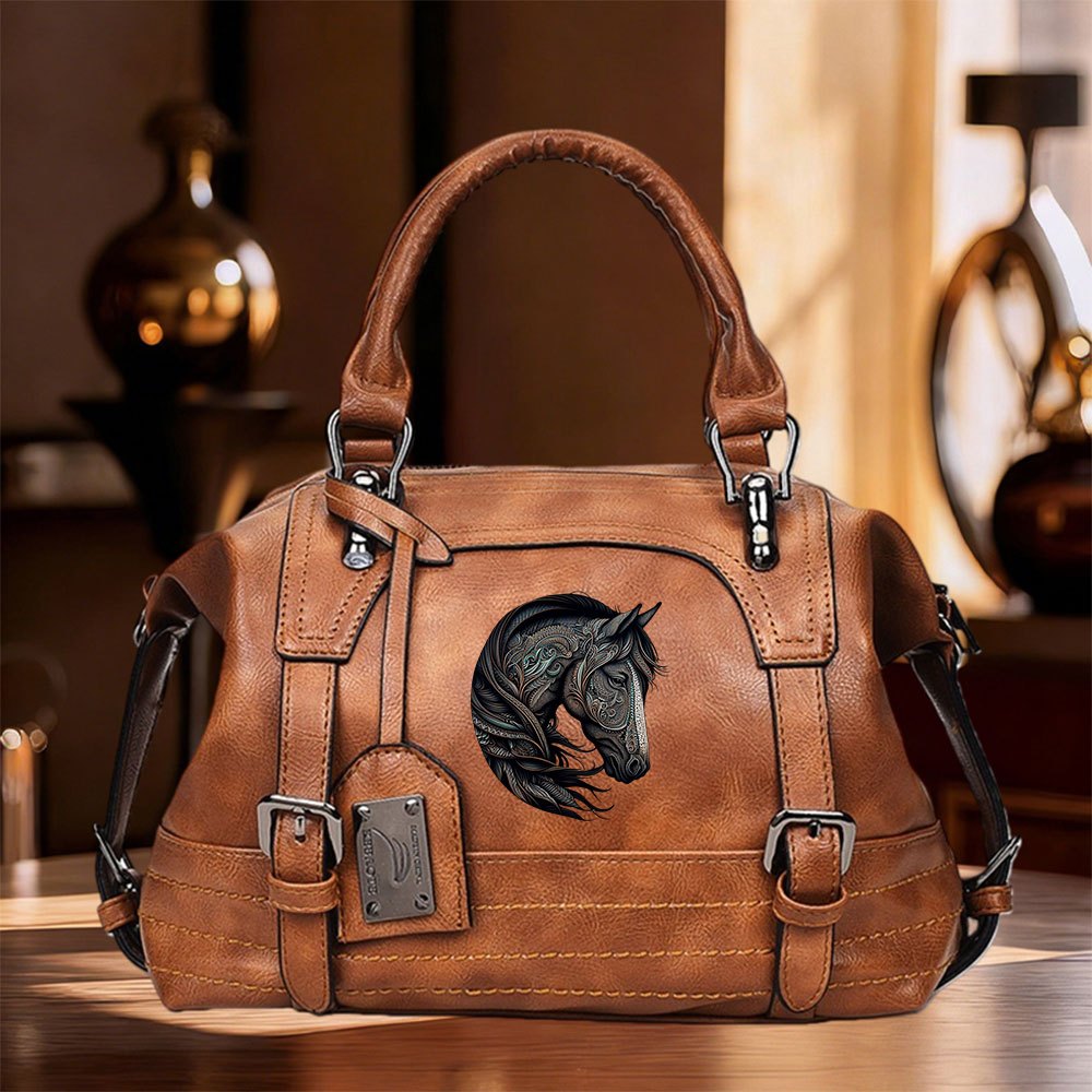 TEMU 1 sac à main avec imprimé de cheval, un sac à bandoulière et un sac à main élégants, dotés d'une bandoulière réglable pour femmes