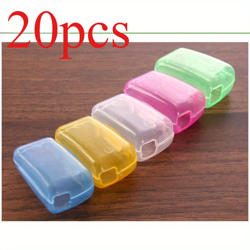 TEMU 20pcs Portable Toothbrush Head Storage Case With Cup Lid Holder, Random Colors, An Essential Bathroom Accessory For Home, Business Travel, And