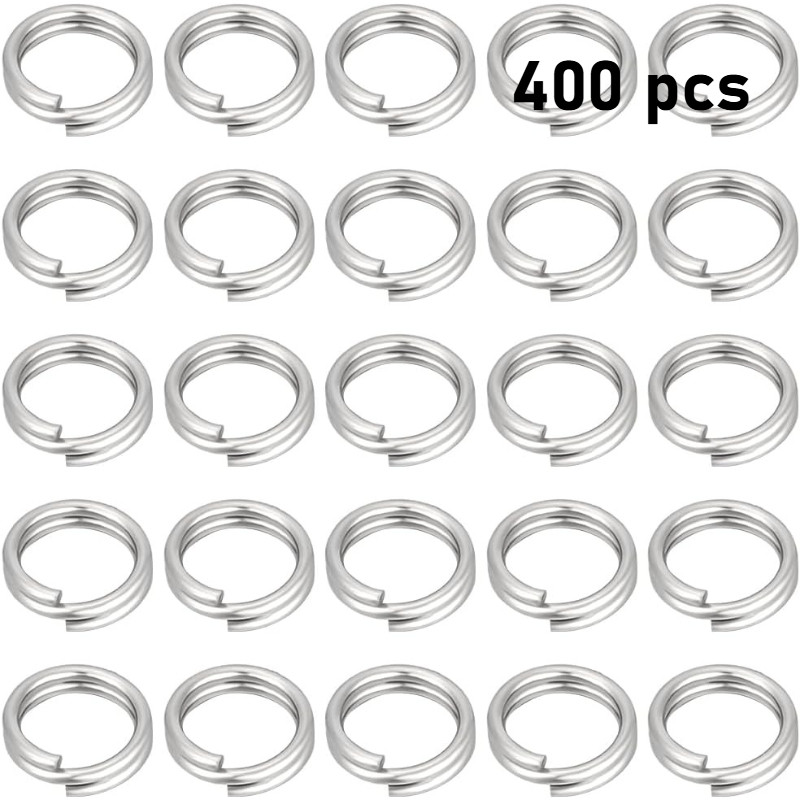 TEMU 400pcs 304 Stainless Steel Jump Rings - Heavy Duty Split Ring Connectors For Diy Keychains, Making, Crafts, Key Tags - Durable & -resistant Loop