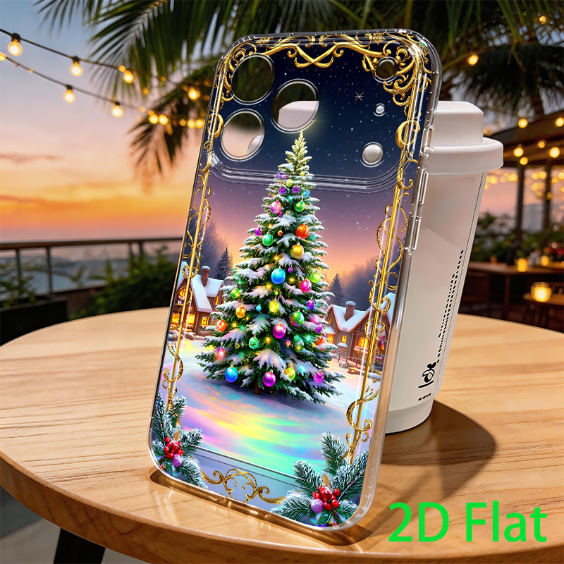 TEMU Phone Case: 2d Flat Colorful Ornament Christmas Tree Pattern Protective Phone Case, New Model. Suitable For Iphone 18, 17, 16, 15, 13, 14, 12,
