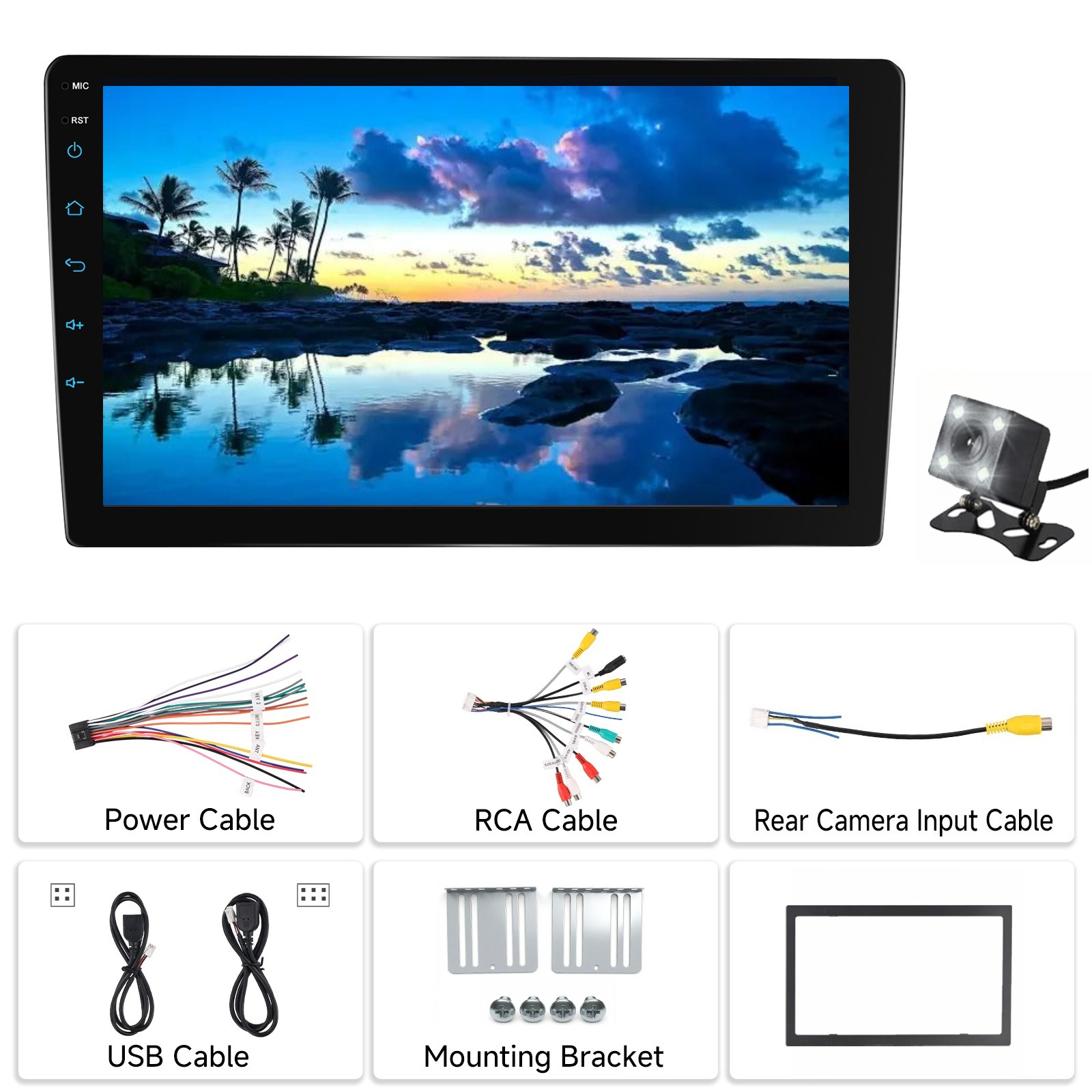 Image of 9' Hd Ips Touch Screen Car Mp5 Player, Wireless And Wired Carplay And Auto, Built-in Wireless 5.2 And Fm Radio, Steering Wheel Control, Eq Sound, , Led Marquee Lights