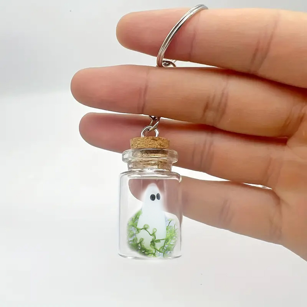E-shop YILUOCD Leuchtender Geister-Schlüsselanhänger für Halloween, Kleine beleuchtete Drifting-Flasche, Geister-Schlüsselring zum Mitnehmen,