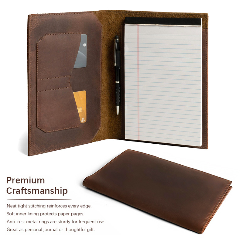 Handcrafted Genuine Top-grain Cowhide Genuine Leather Diary Cover (coffee Brown) with Refillable Notebook Insert, Pocket, Card Slot, and Pen Holder Design, Full-grain Notebook Protective Case