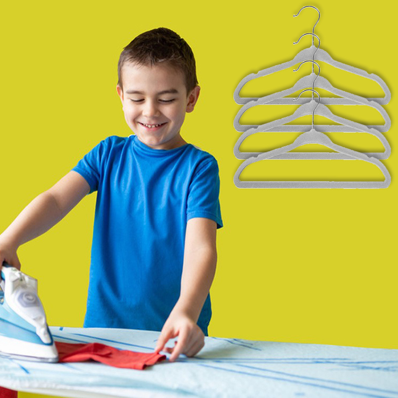 Kids Plastic Velvet Hangers for Closet, Pack of 15