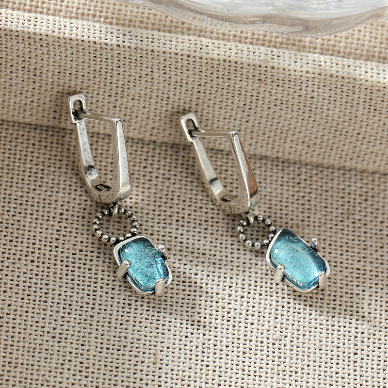 Cool Long Earrings with Blue Claw Inlay Craftsmanship, Versatile Style