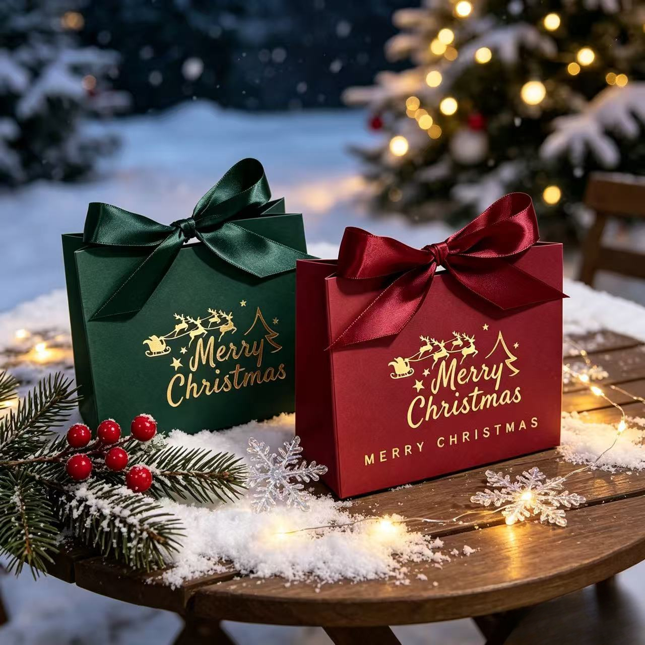 8pcs Elegant Christmas Gift Boxes with Golden Foil