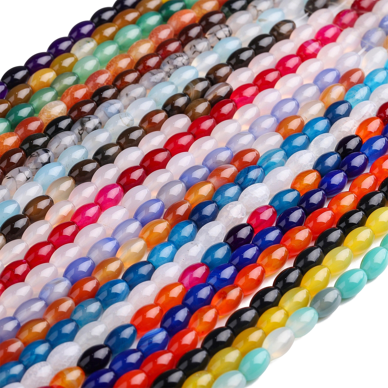 8X12Mm Natural Stone Multi-Color Agate Seed Beads
