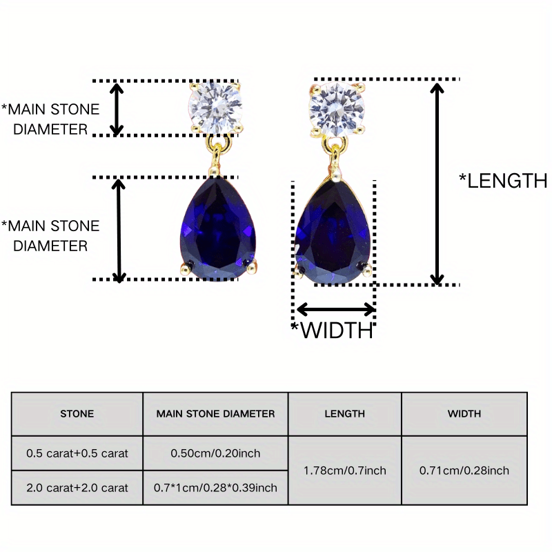 Women's 925 Silver Blue Teardrop Drop Earrings, Versatile Jewelry