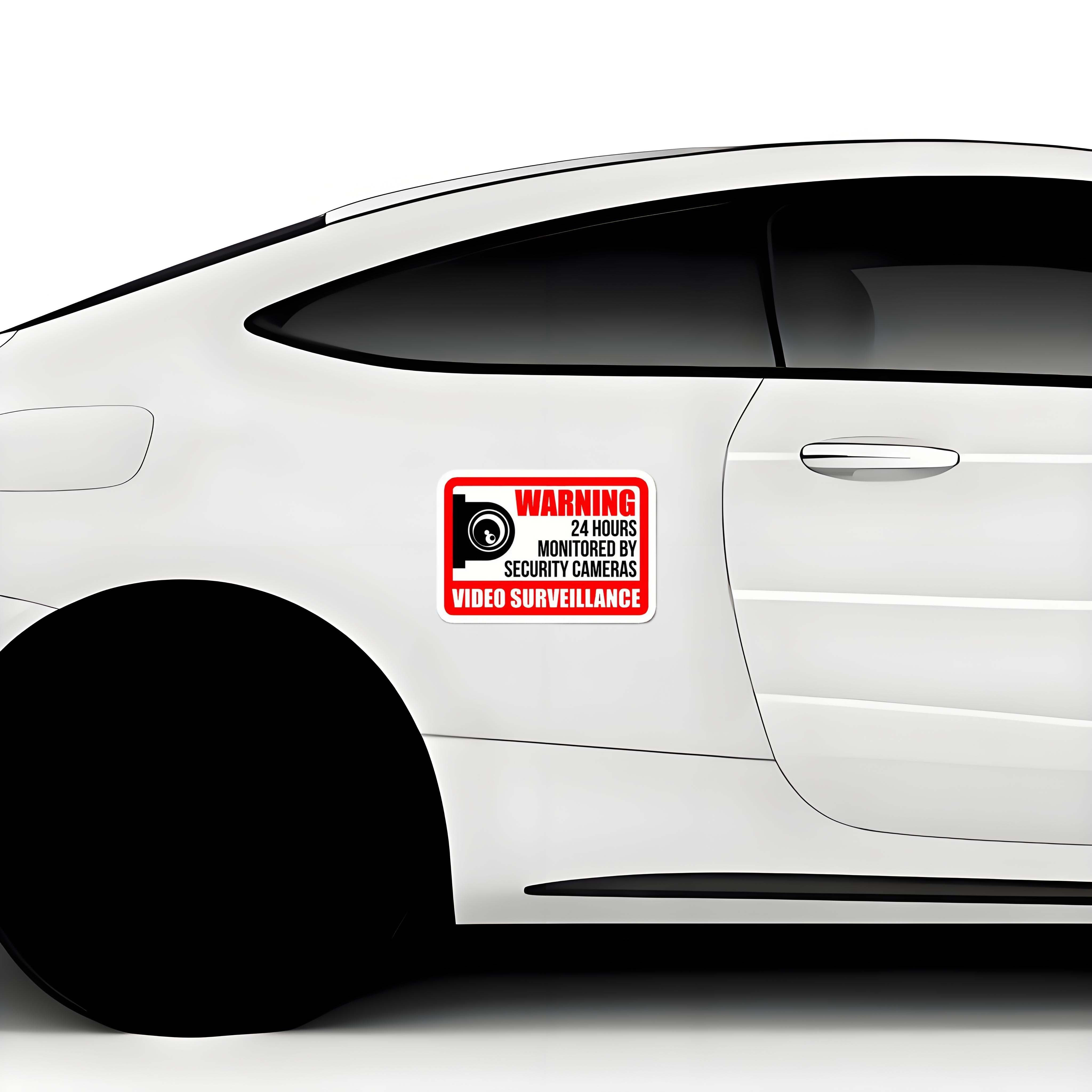 High-Definition Surveillance Warning Decal with Red Border Design