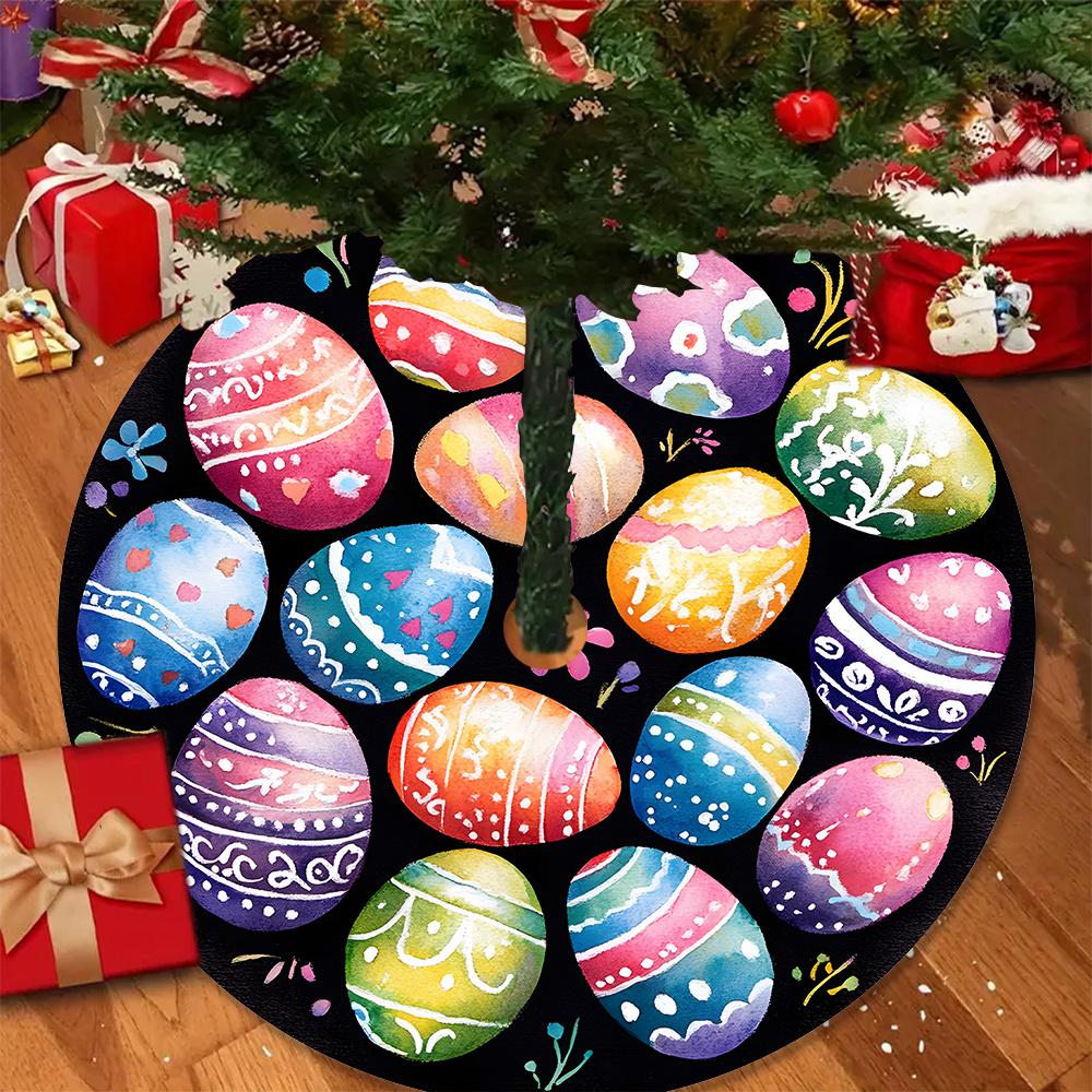 

1 Easter Egg & Christmas Tree Skirt - Vibrant Polyester, Classic Round Design For & Party Decor, Ideal For Indoor/outdoor Use, Indoor Outdoor Decor|vibrant Holiday Decor|decorative , Christmas Decor